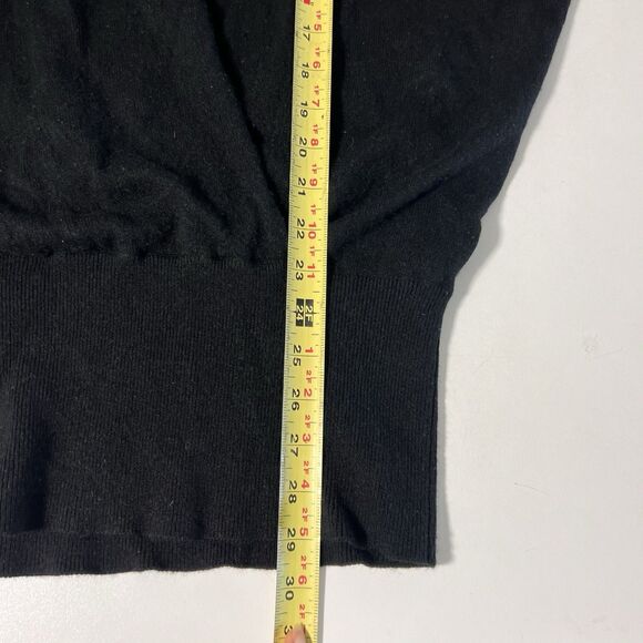 Vince Sweater Women's S Black‎ 100% Cashmere Faux Wrap Dolman Sleeve Deep V Neck - Picture 4 of 6